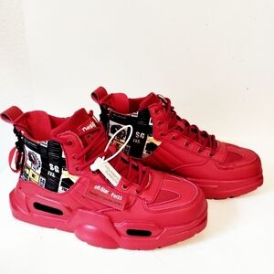 Ahico Men's Sneakers High Top Red‎ Shoes Sport Athletic Casual Shoe Size 6/39
